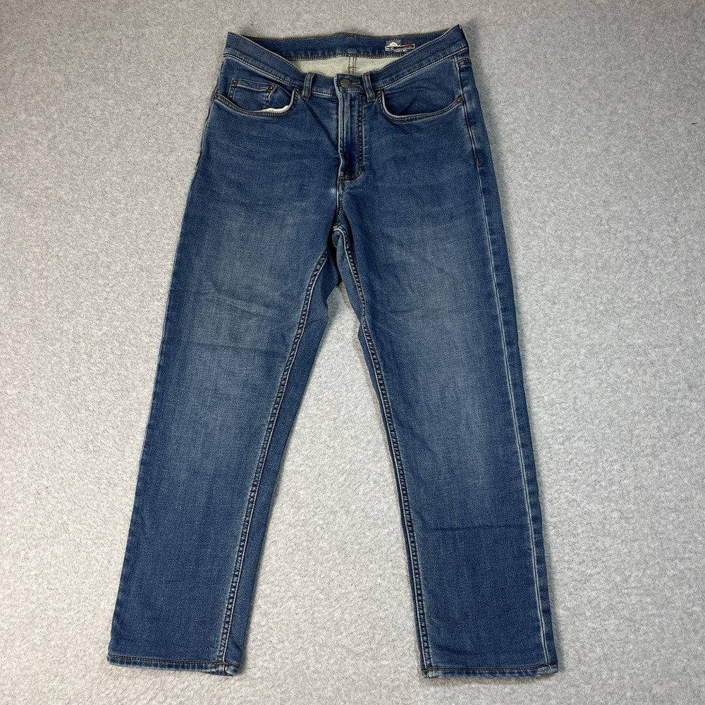 Faherty Jeans Mens 30 (30x26) Blue Stretch Terry 5-Pocket Slate Slim Medium